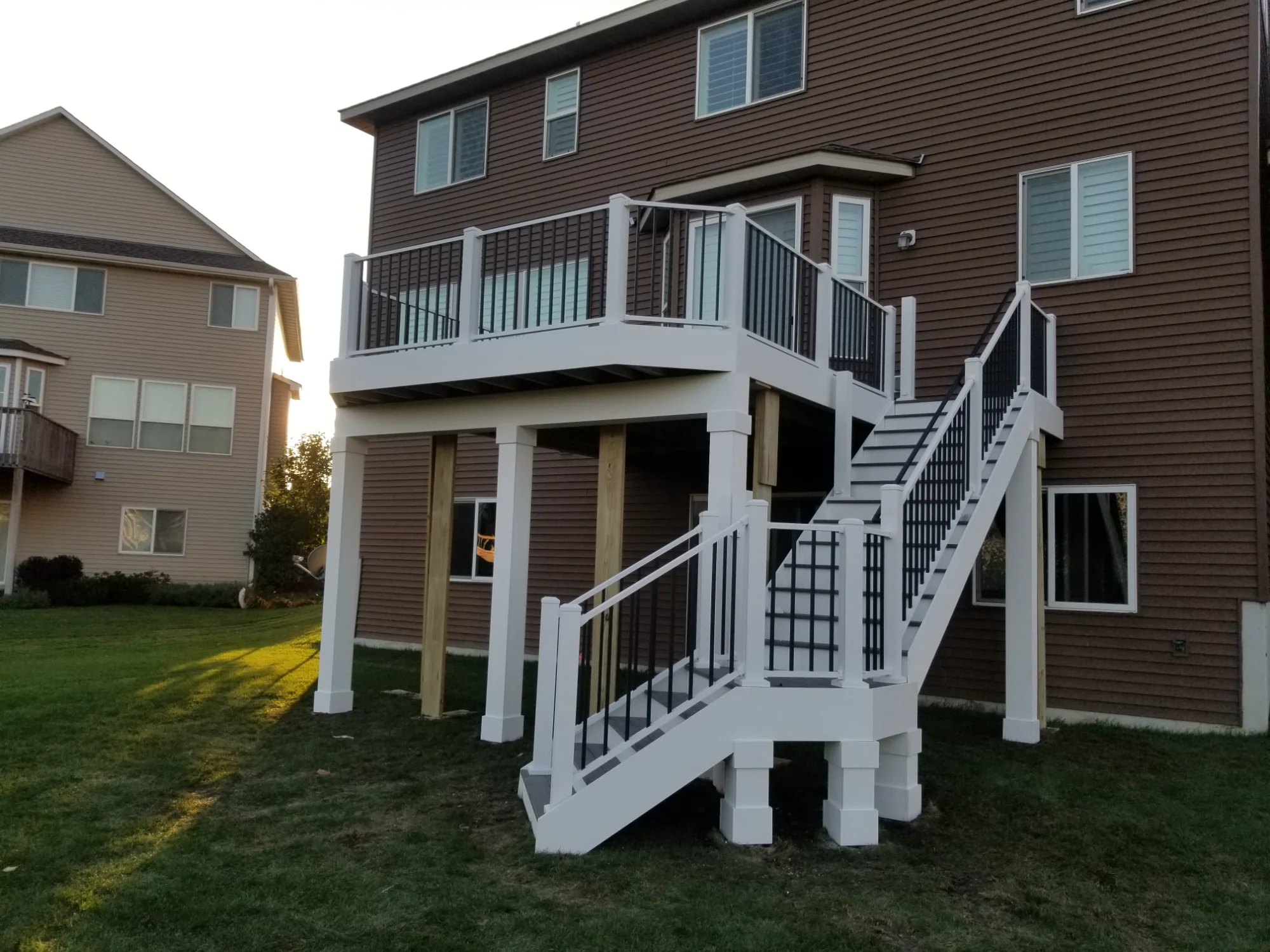 Elevated deck with custom stairs